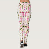 Geel en groen blad loof patroon leggings (Achterkant)