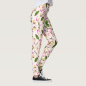 Geel en groen blad loof patroon leggings (Rechts)