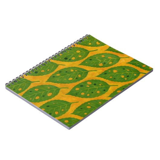 Geel en groen blad met patroon notitieboek (Linkerzijde)