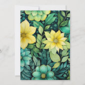 Geel en groen Bloemen Huwelijk Monogram Kaart (Achterkant)