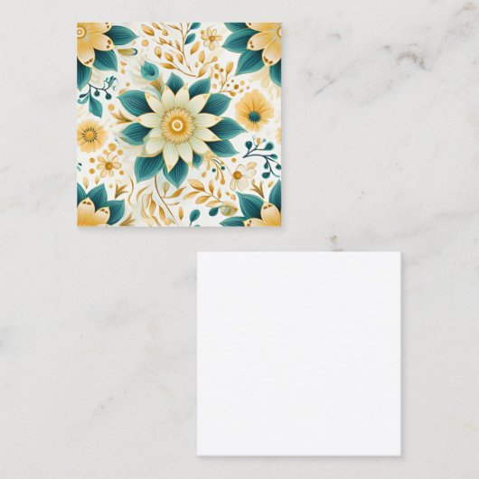 Geel en Groen Bloemen Naadloos Patroon Contactkaartje (Voorkant / Achterkant)