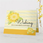 Geel en groen bloemenpapier kaart (Gele Bloem)