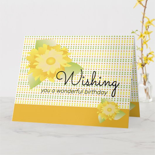 Geel en groen bloemenpapier kaart (Gele Bloem)