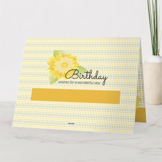 Geel en groen bloemenpapier kaart (Achterkant)