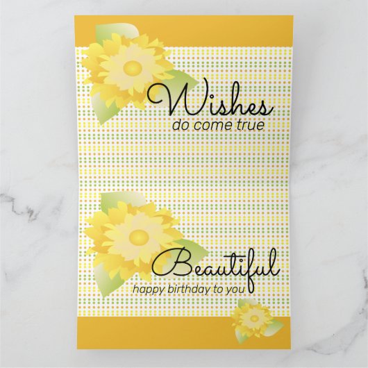 Geel en groen bloemenpapier kaart (Binnen)