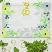 Geel en Groen Bloemenprint Theedoek (Gevouwen)