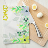 Geel en Groen Bloemenprint Theedoek (Quarter Fold)