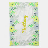 Geel en Groen Bloemenprint Theedoek (Verticaal)