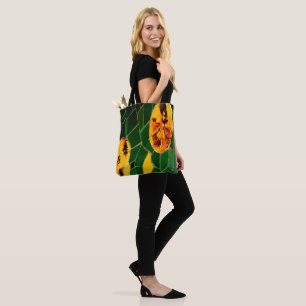 Geel en groen bloemmotief tote bag