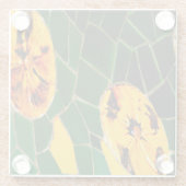 Geel en groen bloemmozaïek glazen onderzetter (Achterkant)