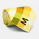 Geel en groen buffel spelden en monogram stropdas (Opgerold)