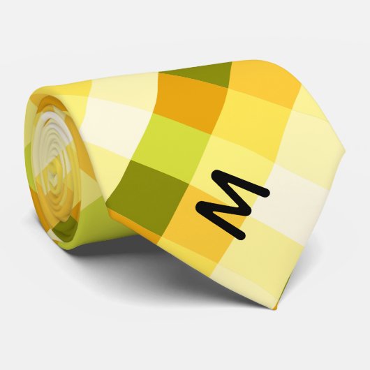 Geel en groen buffel spelden en monogram stropdas (Opgerold)