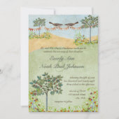 Geel- en Groen Bunting Pennant Wedding Tree Meadow Kaart (Voorkant)