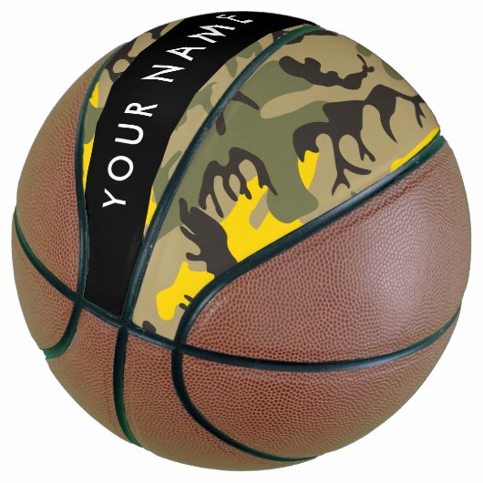 Geel en groen camouflage Jouw naam Personaliseren Basketbal (Schuin)