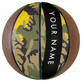 Geel en groen camouflage Jouw naam Personaliseren Basketbal (Verticaal)