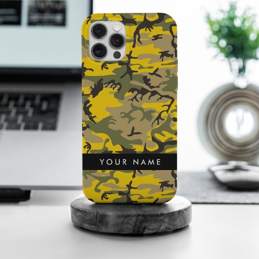 Geel en groen camouflage Jouw naam Personaliseren Case-Mate iPhone Case