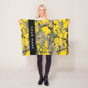 Geel en groen camouflage Jouw naam Personaliseren Fleece Deken