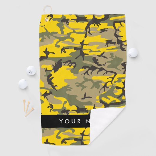 Geel en groen camouflage Jouw naam Personaliseren Golfhanddoek (Insitu)