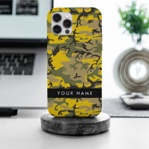 Geel en groen camouflage Jouw naam Personaliseren iPhone 15 Pro Max Case