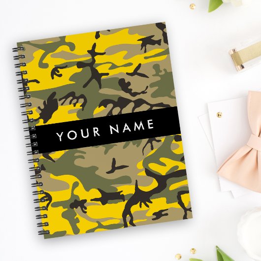 Geel en groen camouflage Jouw naam Personaliseren Notitieboek