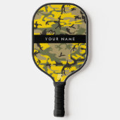 Geel en groen camouflage Jouw naam Personaliseren Pickleball Paddle (Achterkant)