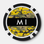 Geel en groen camouflage Jouw naam Personaliseren Poker Chips (Achterkant)