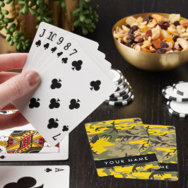 Geel en groen camouflage Jouw naam Personaliseren Pokerkaarten