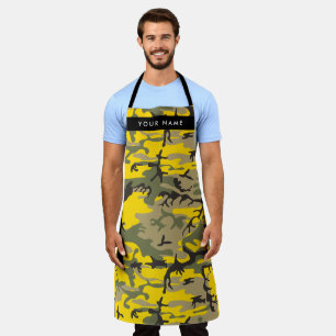 Geel en groen camouflage Jouw naam Personaliseren Schort