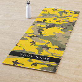 Geel en groen camouflage Jouw naam Personaliseren Yogamat