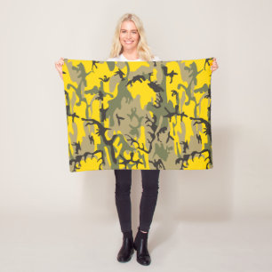 Geel en Groen Camouflage, Militair, Leger Fleece Deken
