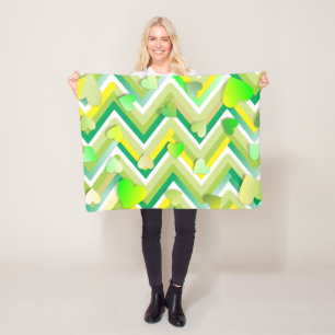 Geel en groen Chevron Fleece Deken
