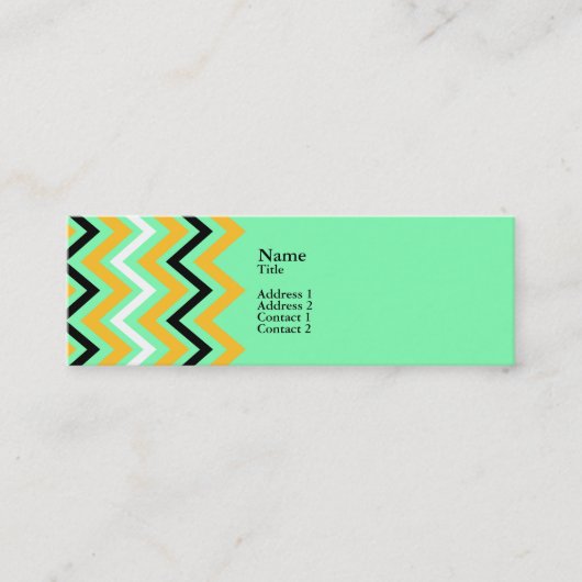 Geel en groen Chevron Pattern Mini Visitekaartje (Voorkant)