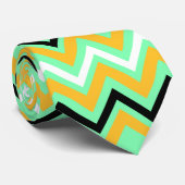Geel en groen Chevron Pattern Stropdas (Opgerold)