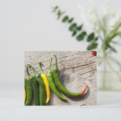 Geel en groen Chili Pepper Briefkaart (Staand voorkant)