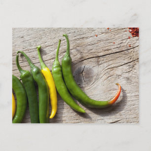 Geel en groen Chili Pepper Briefkaart