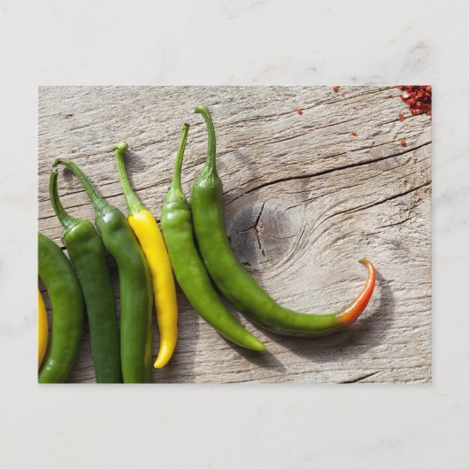 Geel en groen Chili Pepper Briefkaart (Voorkant)