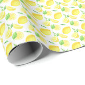 Geel en Groen Citroenpatroon Cadeaupapier (Rol Hoek)