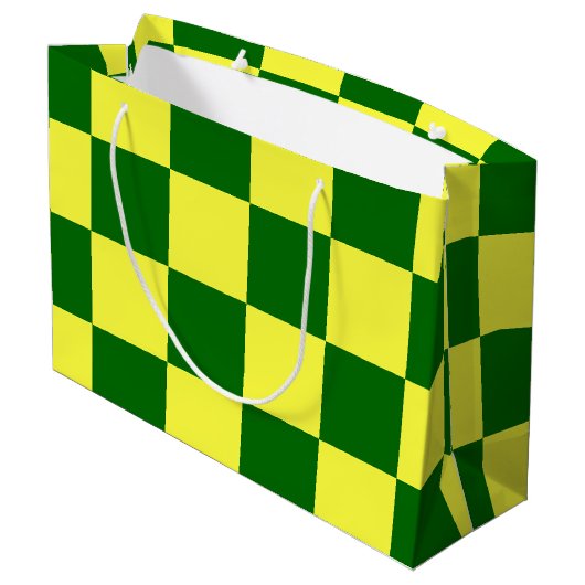 Geel en Groen Dambord Groot Cadeauzakje (Achterkant Gekanteld)