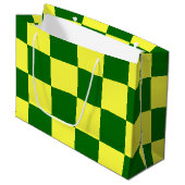 Geel en Groen Dambord Groot Cadeauzakje (Voorkant Gekanteld)