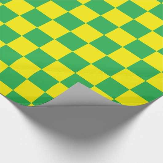 Geel en groen gecontroleerd cadeaupapier (Hoek)