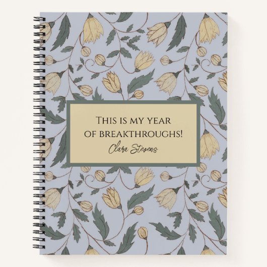 Geel en Groen Geïllustreerde Bloemen Notitieboek (Voorkant)