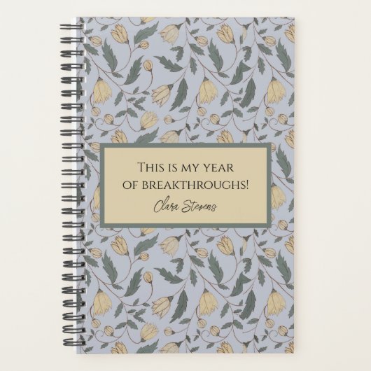  Geel en Groen Geïllustreerde Bloemen Planner (Voorkant)