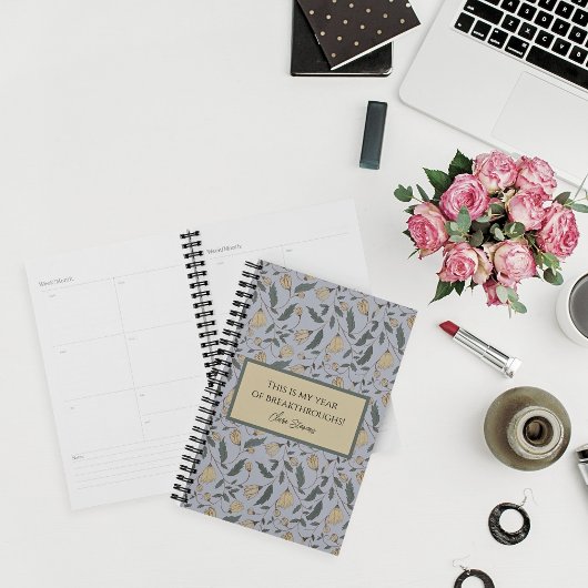  Geel en Groen Geïllustreerde Bloemen Planner