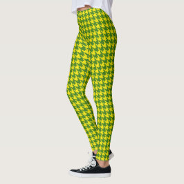 Geel en groen gekleurd De Poule Houndstooth Leggings