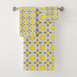 Geel en groen geometrisch patroon  bad handdoek