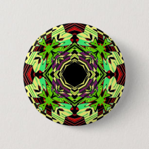 Geel en groen geometrisch patroon ronde button 5,7 cm