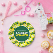 Geel en Groen Gepersonaliseerd Afstuderen Papieren Bordje (Feest)