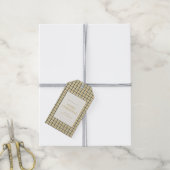 Geel en groen geruit Kerstmis Cadeaulabel (Met Touw)