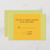 Geel en groen Gingham Pattern RSVP Kaartje (Voorkant / Achterkant)