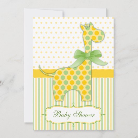 Geel en groen Giraffe Baby shower Kaart (Voorkant)